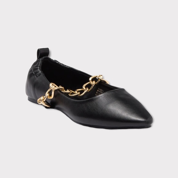Chase + Chloe Shoes - Chase + Chloe Black Casey Chain Strap Ballet Flat